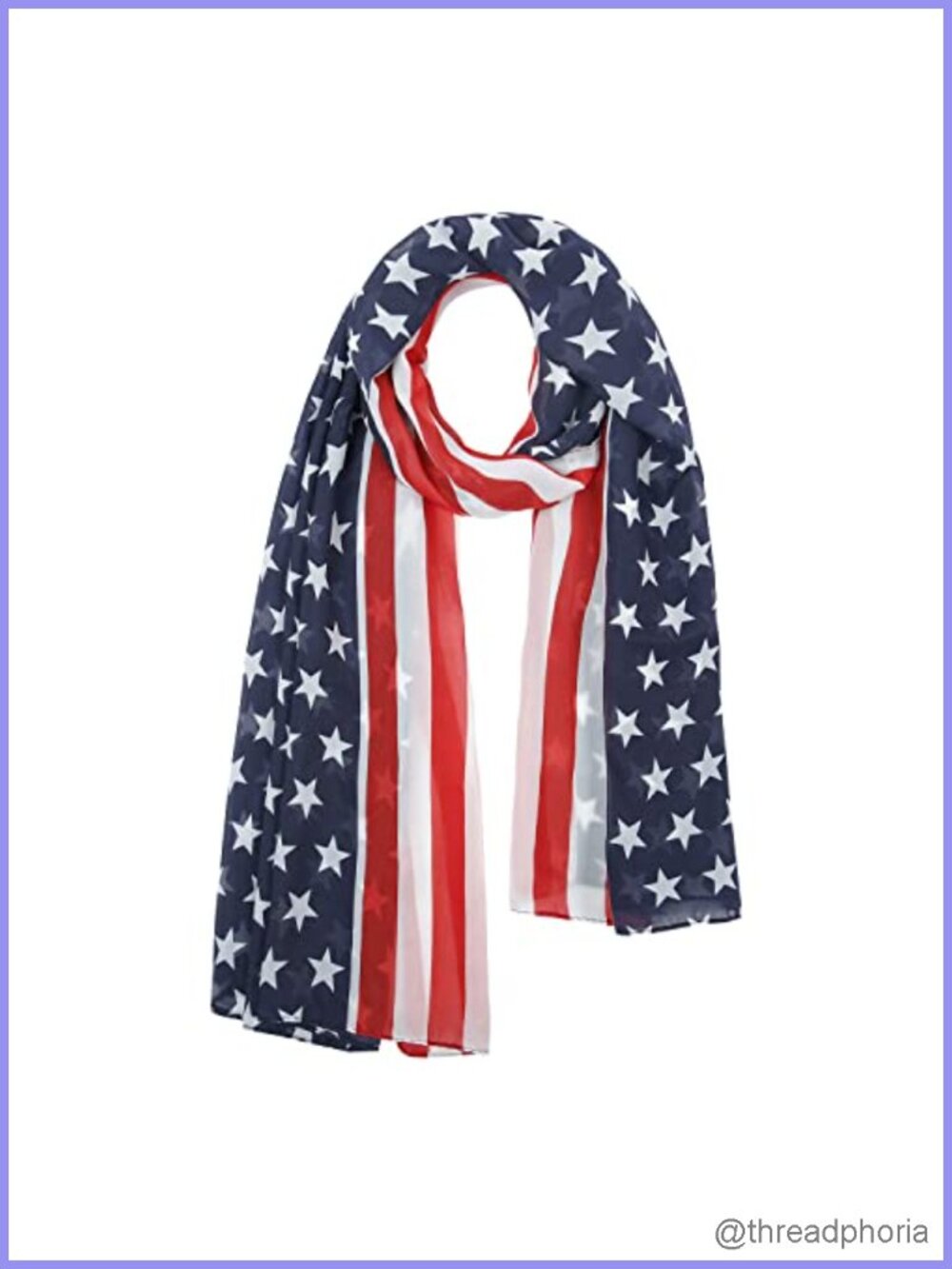 Chiffon Sheer Lightweight Fashion Scarf US Flag Patriotic